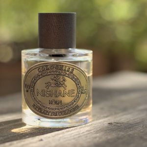 Nishane-Safran-Colognise-bottle-on-a-bench